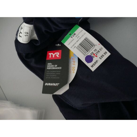 TYR Durafast Elite® Women's UPF50+ Chlorine Proof Swimsuit Blue Size 10 - Picture 6 of 7